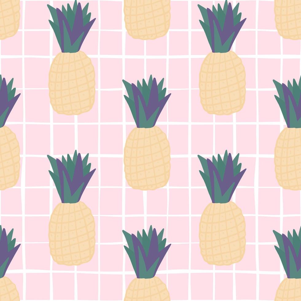 exotisches tropisches fruchtmuster auf rosa hintergrund. geometrische Ananas-Tapete. vektor