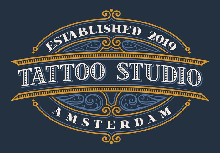 Tappning bokstäver för tatuering studio vektor