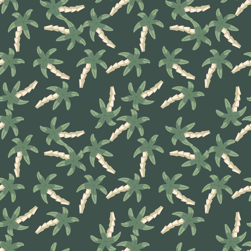 chaotische Palme nahtloses Muster auf grünem Hintergrund. einfache tropische Tapete vektor