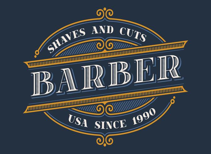 vintage barbershop logo design vektor