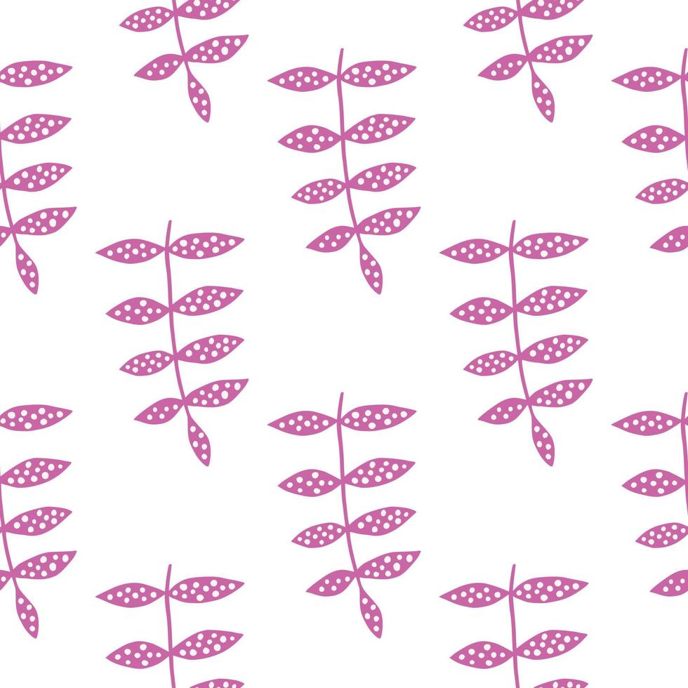 Nahtloses Muster der rosa Niederlassung lokalisiert auf weißem Hintergrund. abstrakte Blumenverzierung. kreative botanische Kulisse. vektor