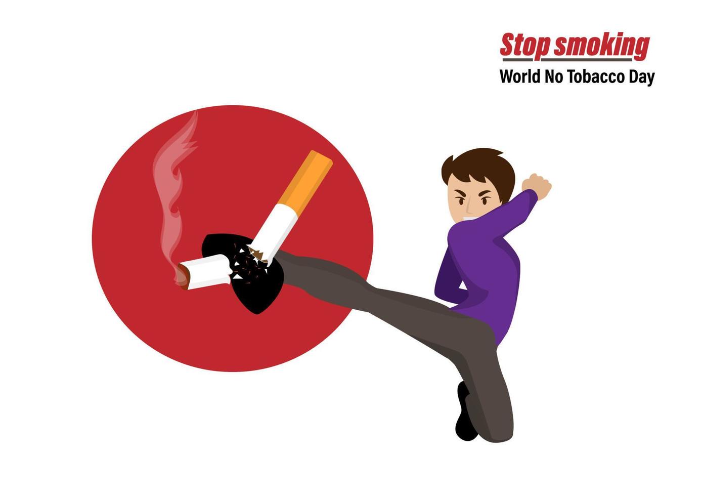 31. mai weltnichtrauchertag plakatdesign ein mann kämpft darum, mit dem rauchen aufzuhören. Nichtraucher-Poster Nichtraucher-Cartoon-Vektor vektor