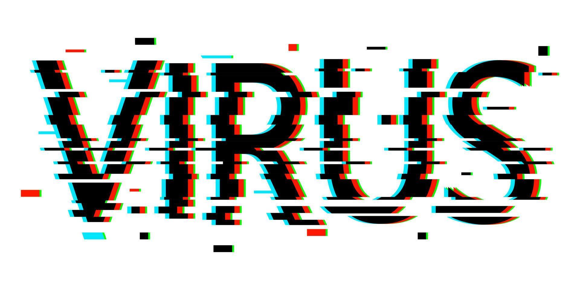 Virus-Konzept-Inschrift-Typografie-Design. Wortvirus mit digitalem Glitch-Effekt vektor