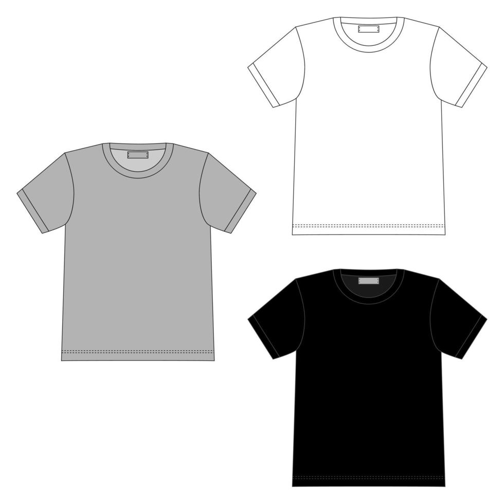 uppsättning av teknisk skiss kvinnor t-shirt isolerad på vit bakgrund. vektor