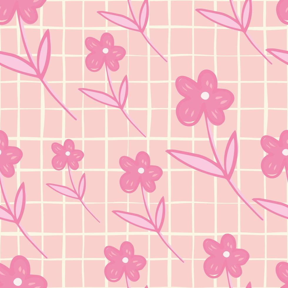 abstrakte rosa Blumen nahtloses Muster im Doodle-Stil. einfache Blumentapete. vektor