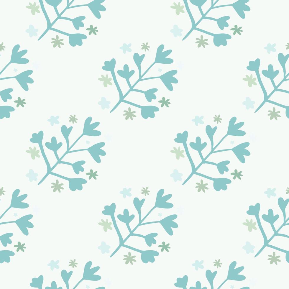 vinter sömlösa doodle mönster med blå botaniska prydnad på ljus bakgrund. enkel bakgrund. vektor