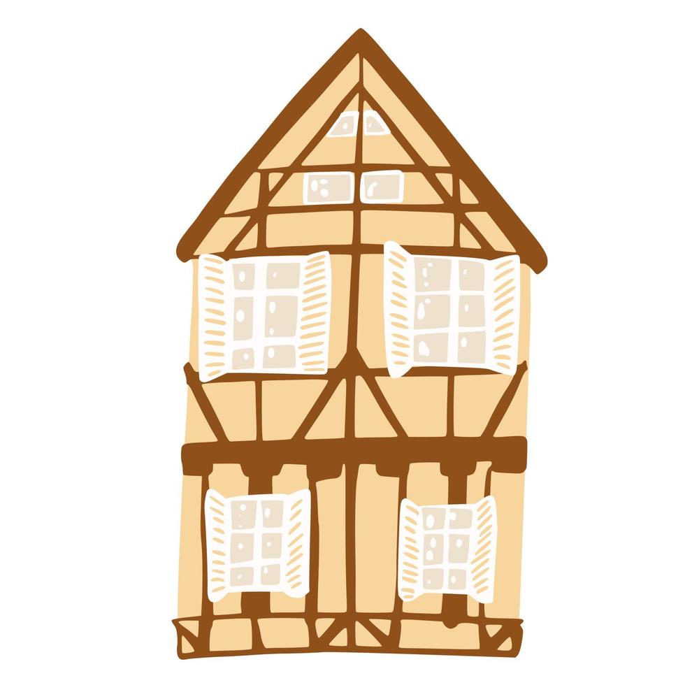 traditionell stuga isolerad på vit bakgrund. tecknad skiss handritad hus. vektor