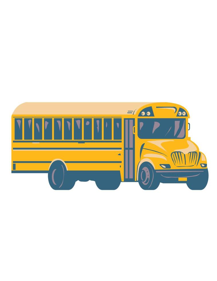 gul skolbuss eller turnébuss sedd från sidan wpa-affischkonst vektor