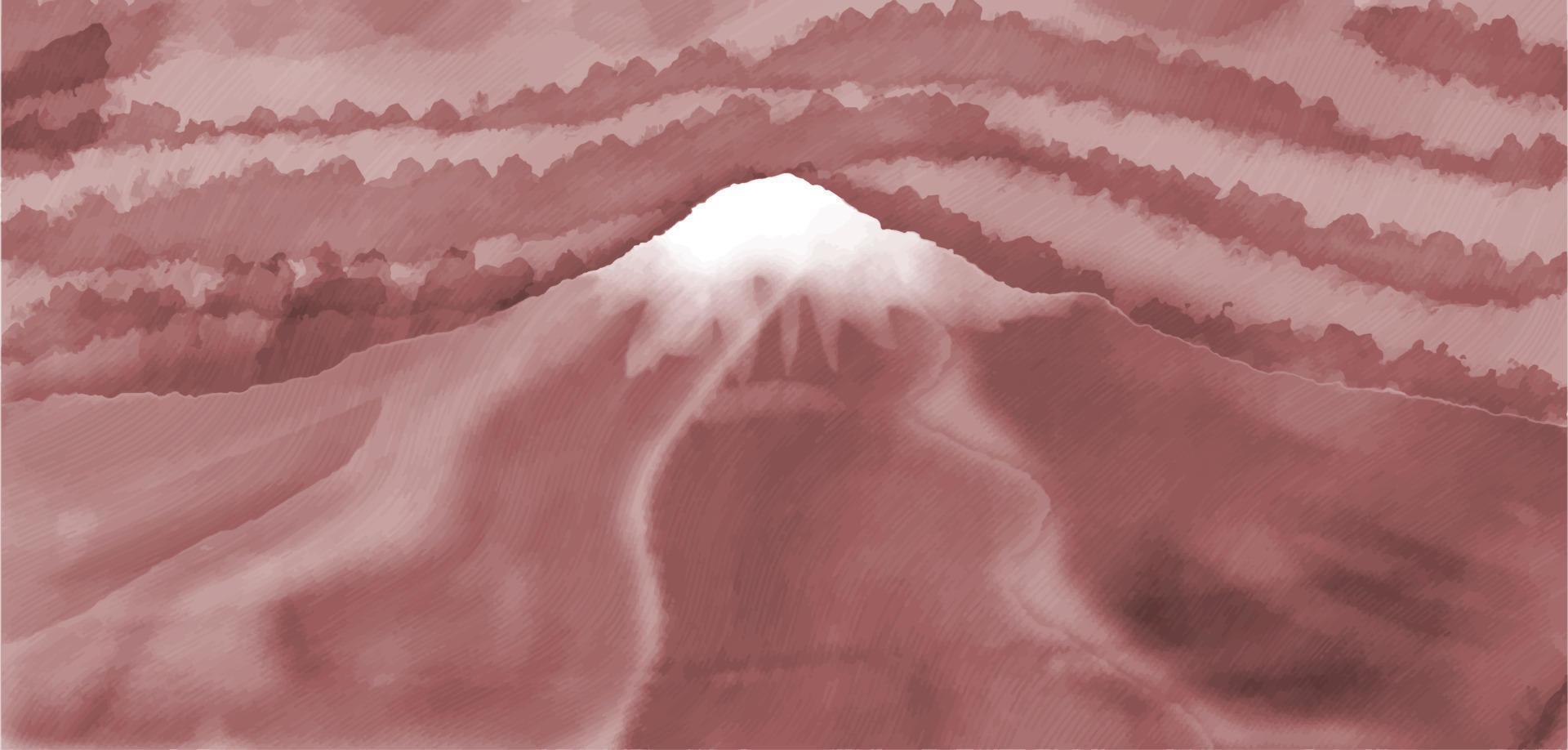vattenfärg berg bakgrund med japanska vågmönster vektor