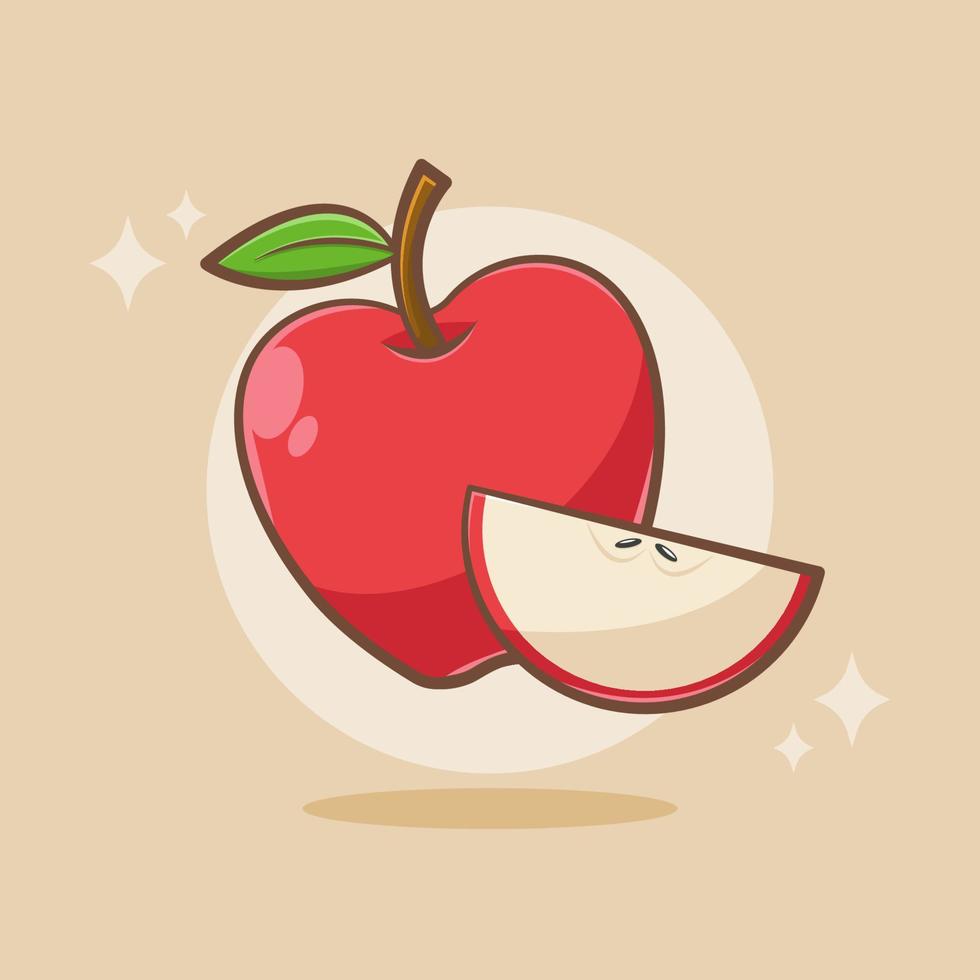färsk äpple frukt tecknad illustration vektor