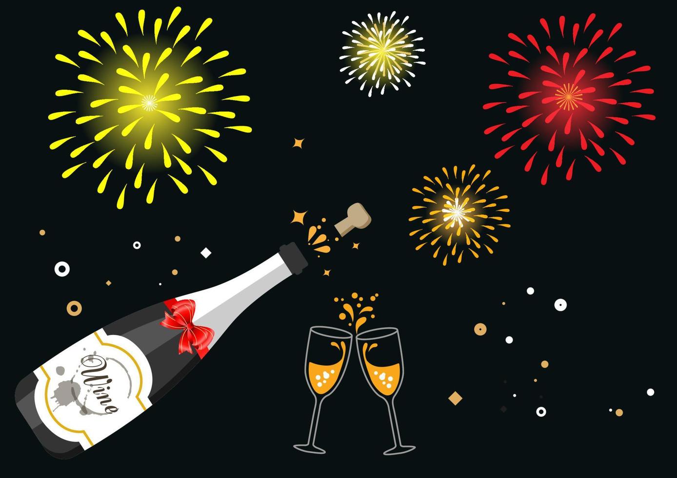 Champagner zum Feiern von Erfolgen und anlässlich Silvester und Silvester. Cartoon-Vektor-Illustration im flachen Stil vektor