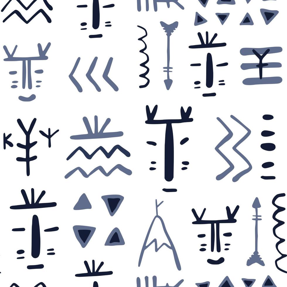 nahtloses muster der stammesmaske lokalisiert auf weißem hintergrund. afrikanische ethnische endlose Tapete. Doodle-Stil vektor