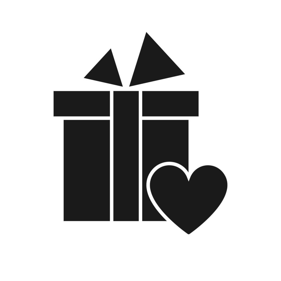presentförpackning hjärta ikon, platt design vektor