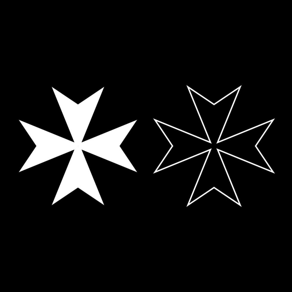 maltesiska kors ikonuppsättning vit färg illustration platt stil enkel bild vektor