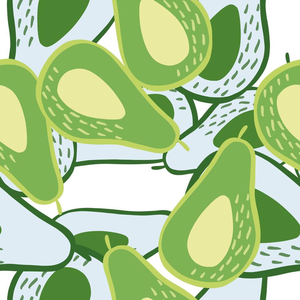 Doodle Avocado Musterdesign. hand gezeichneter botanischer hintergrund. vektor