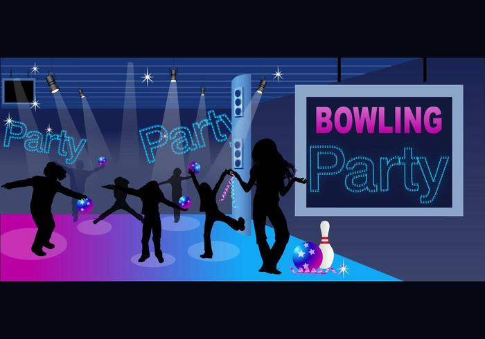 Bowling Party Vector och Barnens Silhouette Vector Pack