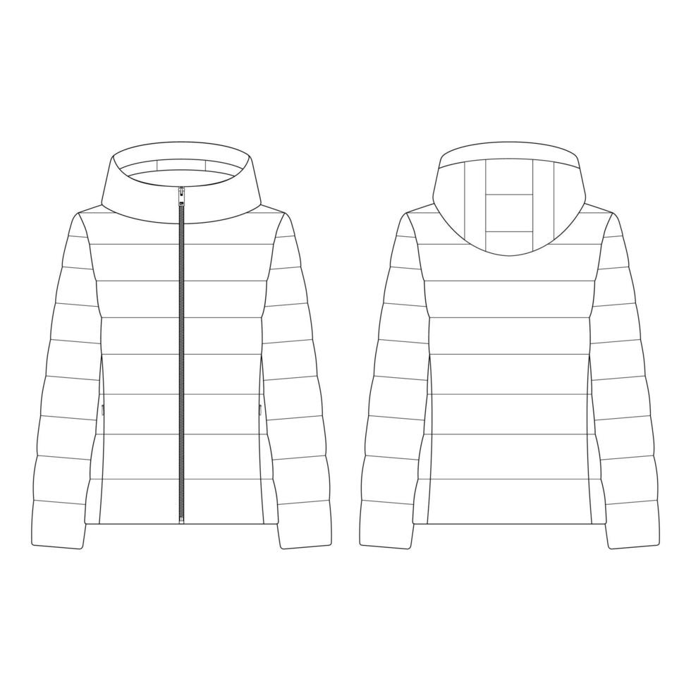 Schablonenfrauenpuffer unten Parka-Vektorillustration flache Designentwurfs-Kleidungssammlungsoberbekleidung vektor