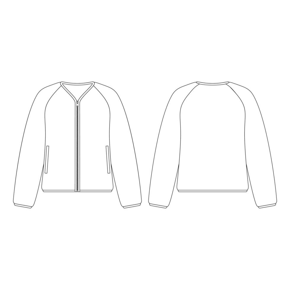 Vorlage Frauen Fleece V-Ausschnitt Strickjacke Vektor-Illustration flaches Design Gliederung Bekleidungskollektion Oberbekleidung vektor