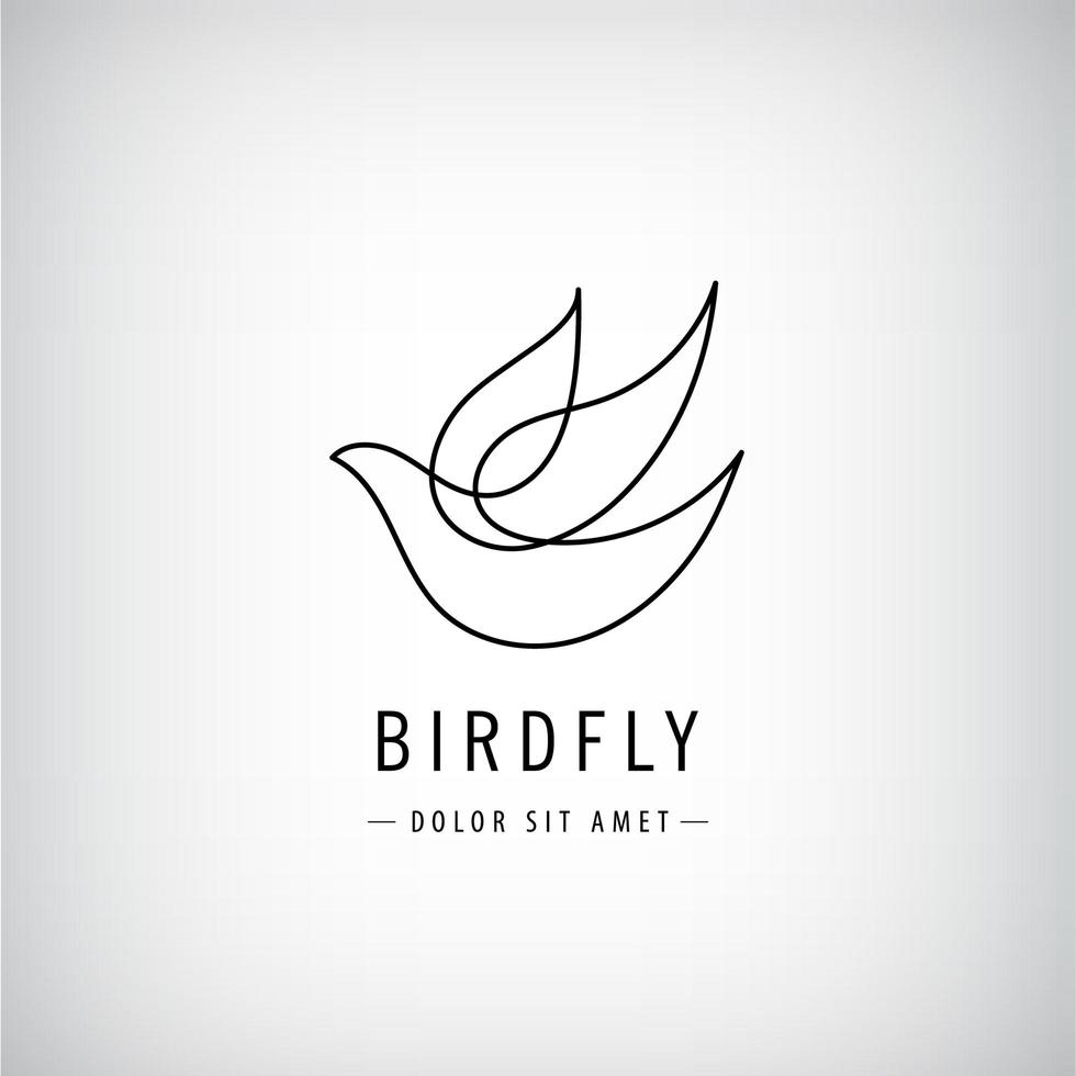 vektor en rad fågel logotyp, flygande siluett, kontinuerlig monoline koncept, abstrakt ikon, tecken isolerade. använd för tryck, varumärke, tatuering, konst