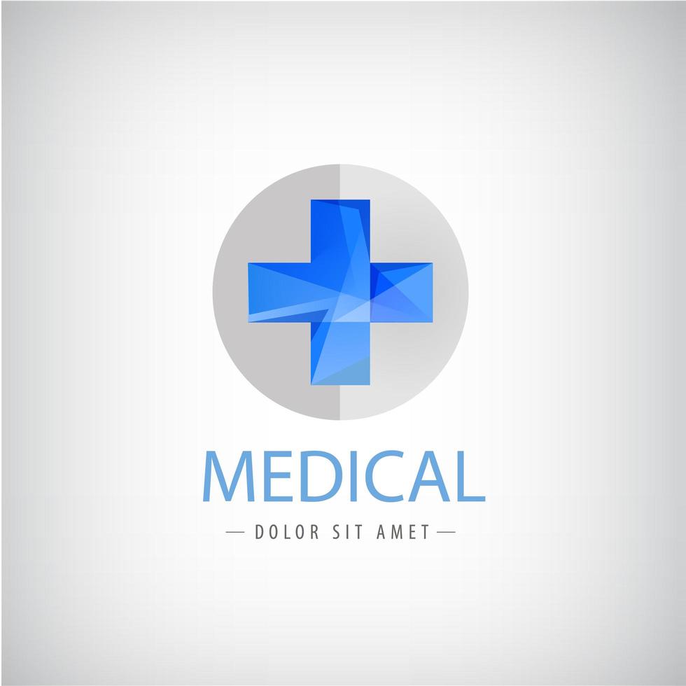 vektor medicinsk logotyp, blå kors logotyp isolerade.