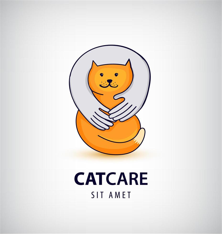 vektor kattvård, djuraffär illustration, logotyp.