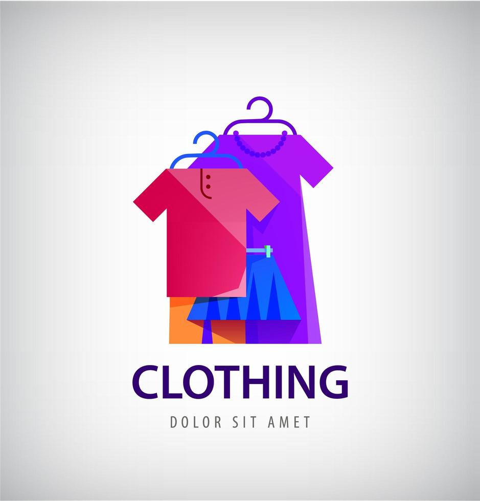 vektor kläder logotyp, onlinebutik, modeikon.