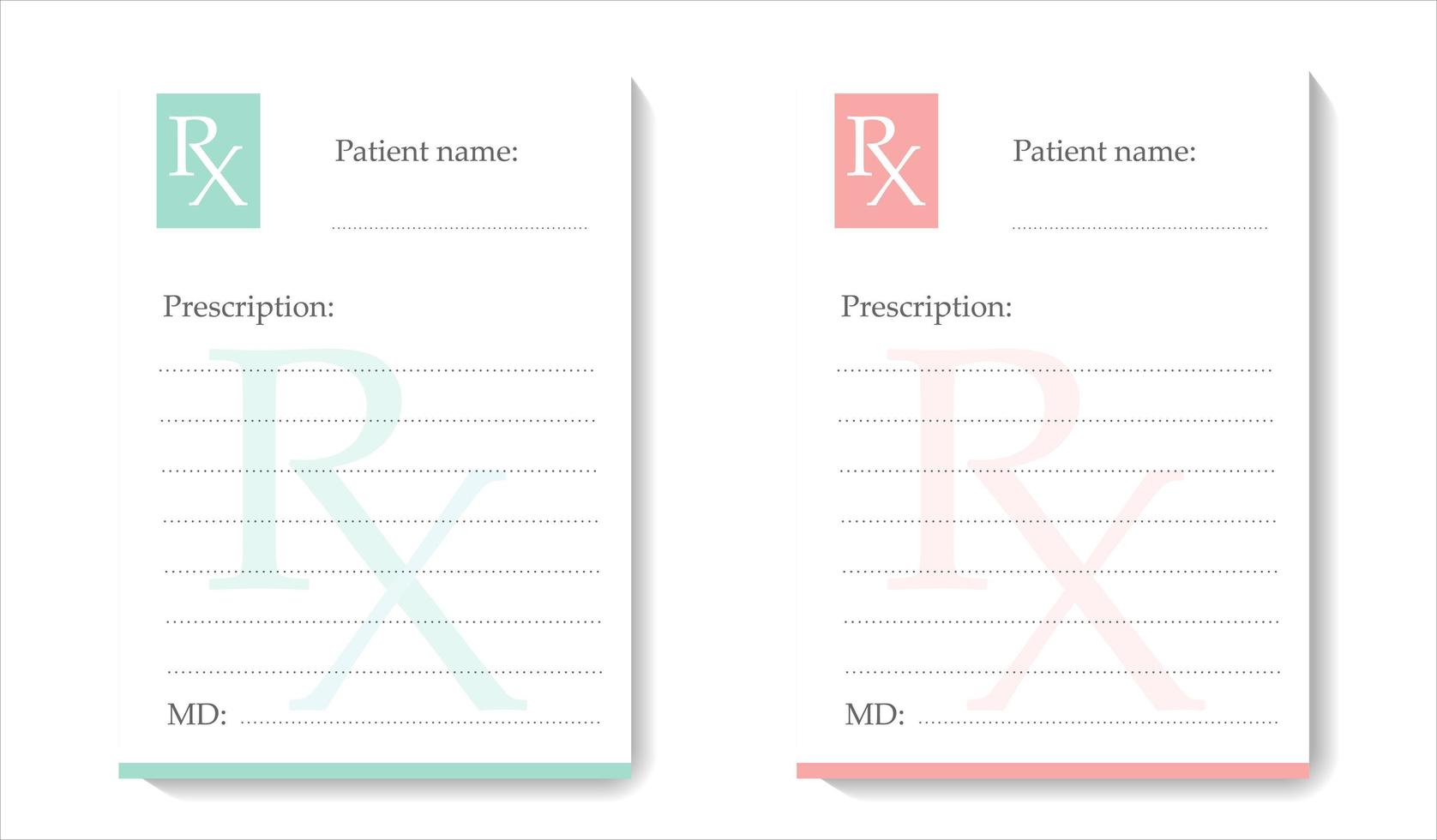 RX-Formular für verschreibungspflichtige Medikamente zum Ausdrucken. Krankenakte. vektor
