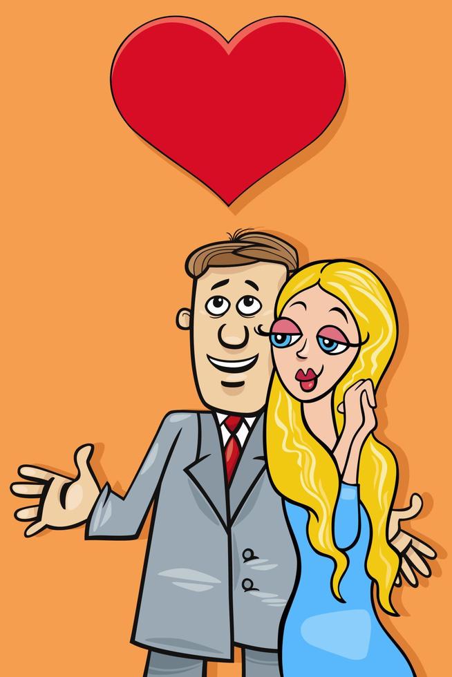 Valentinskarte mit lustigen Cartoon-Paaren in der Liebe vektor