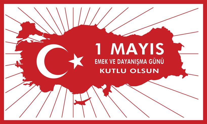 1 Mai Arbeitstag postervector. Der türkische Feiertag am 1. Mai ist ein Tag der Arbeit und der Solidarität. Übersetzung aus dem Türkischen: ein Tag der Arbeit und der Solidarität. vektor