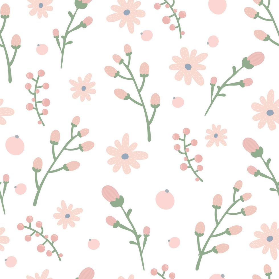 Blumenmuster. hübsche Blumen auf weißem Hintergrund. Druck mit kleinen rosa Blumen. kleiner Druck. süße elegante blumenvorlage für modische drucker vektor