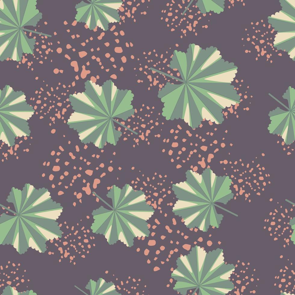 tropiska sömlösa mönster med abstrakta djungelblad element. lila bakgrund med stänk. vektor