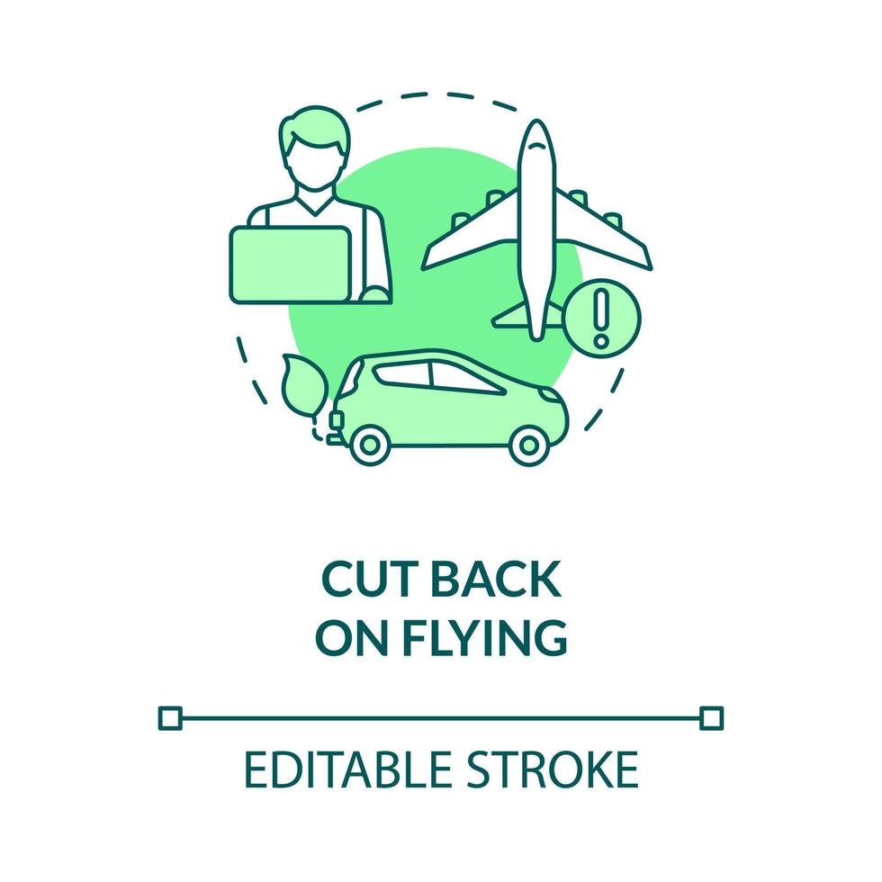 skära ner på flygande gröna konceptikonen. förebyggande av klimatförändringar abstrakt idé tunn linje illustration. isolerade konturritning. redigerbar linje. roboto-medium, otaliga pro-bold typsnitt som används vektor