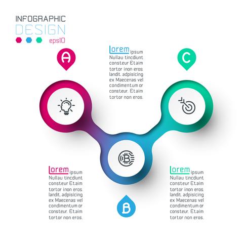 Kreis Label Infografik mit Schritt für Schritt. vektor