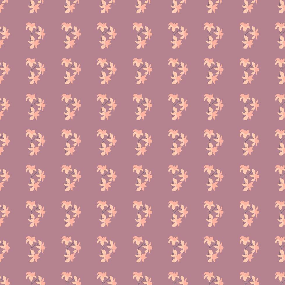 abstraktes nahtloses Blumenmuster mit kleiner rosafarbener Hawaii-Blumenverzierung. hellvioletter Hintergrund. vektor