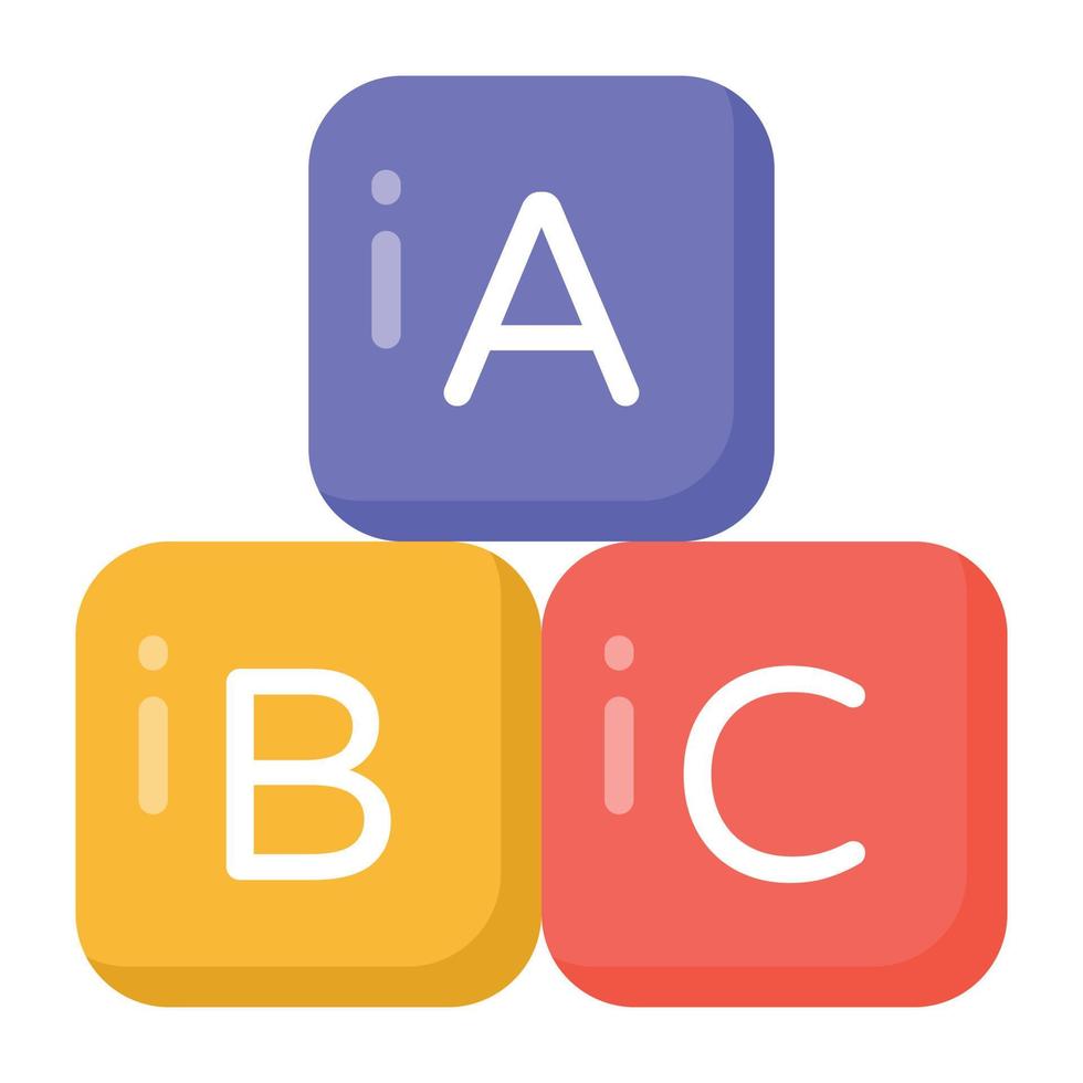 alphabetische Blöcke, Kindergartenbildungsvektor im flachen Design. vektor