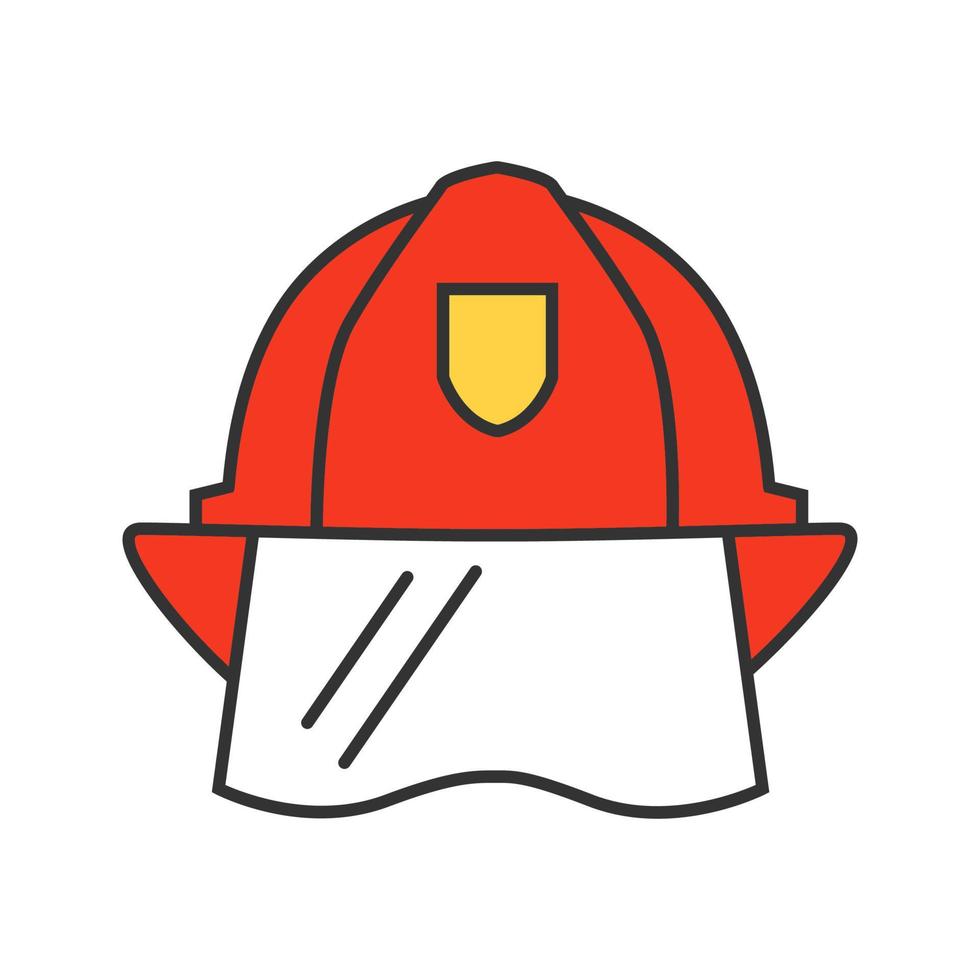 brandman hjälm färgikon. hård hatt. isolerade vektor illustration