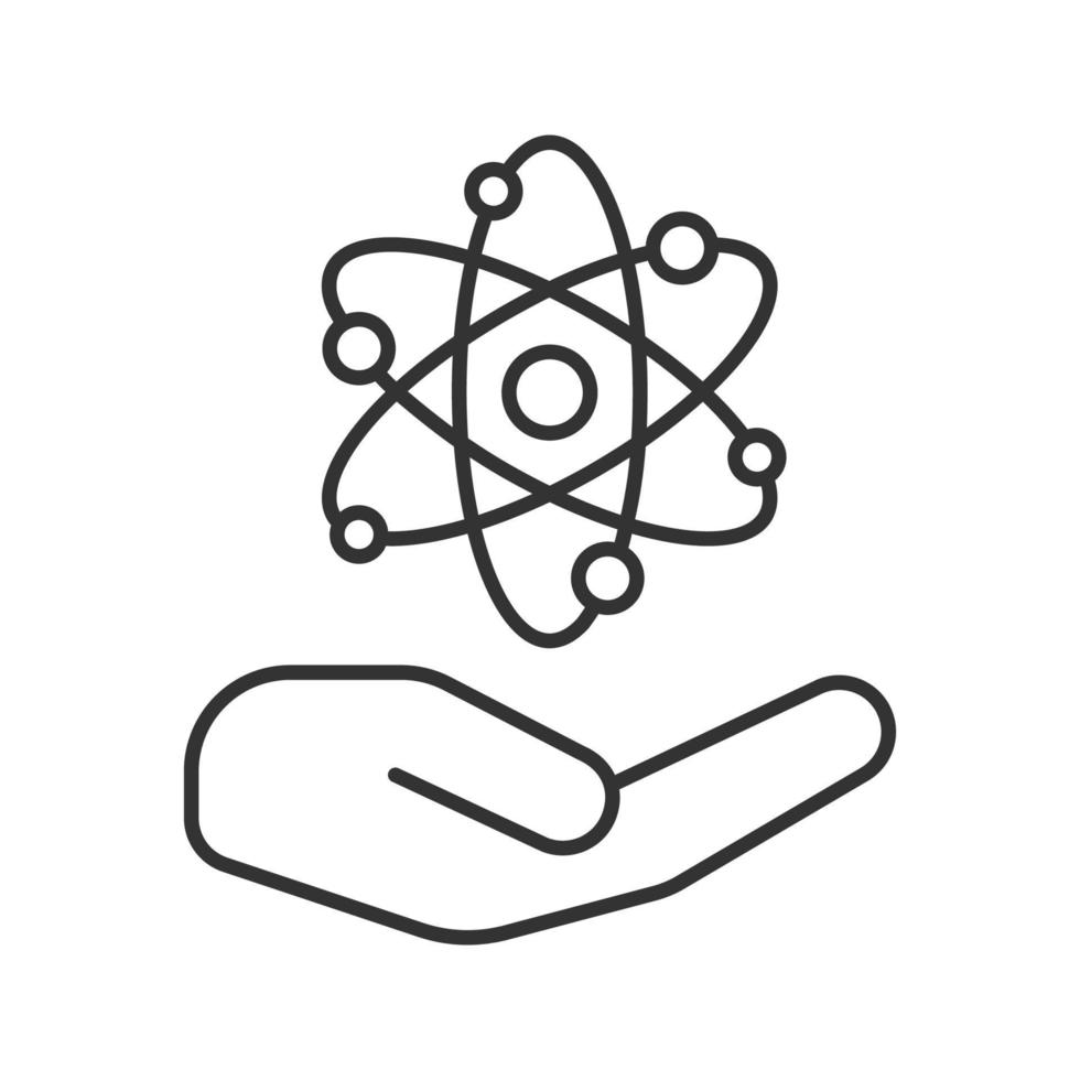 öppna med atomkraft tecken linjär ikon. tunn linje illustration. atomenergi använder. kontur symbol. säker kärnkraft. vektor isolerade konturritning