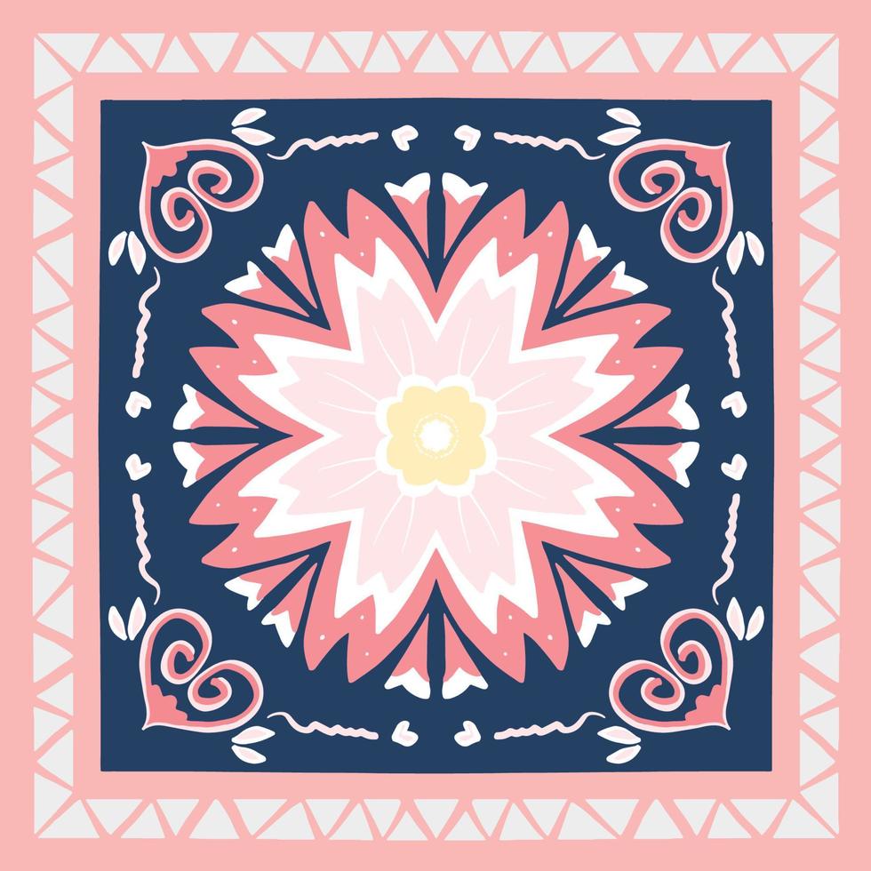 gul, rosa, vit indigoblå scarfsjal. geometriskt etniskt orientaliskt mönster traditionell design för bakgrund, matta, tapeter, kläder, omslag, batik, tyg, vektorillustration broderistil vektor