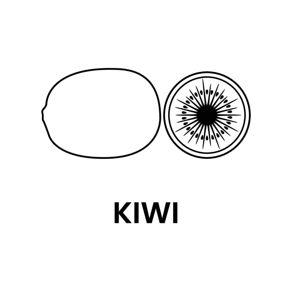kiwi svart och vit ikon i konturstil på en vit bakgrund lämplig för logotyp, tropisk, fruktikon. isolerat vektor