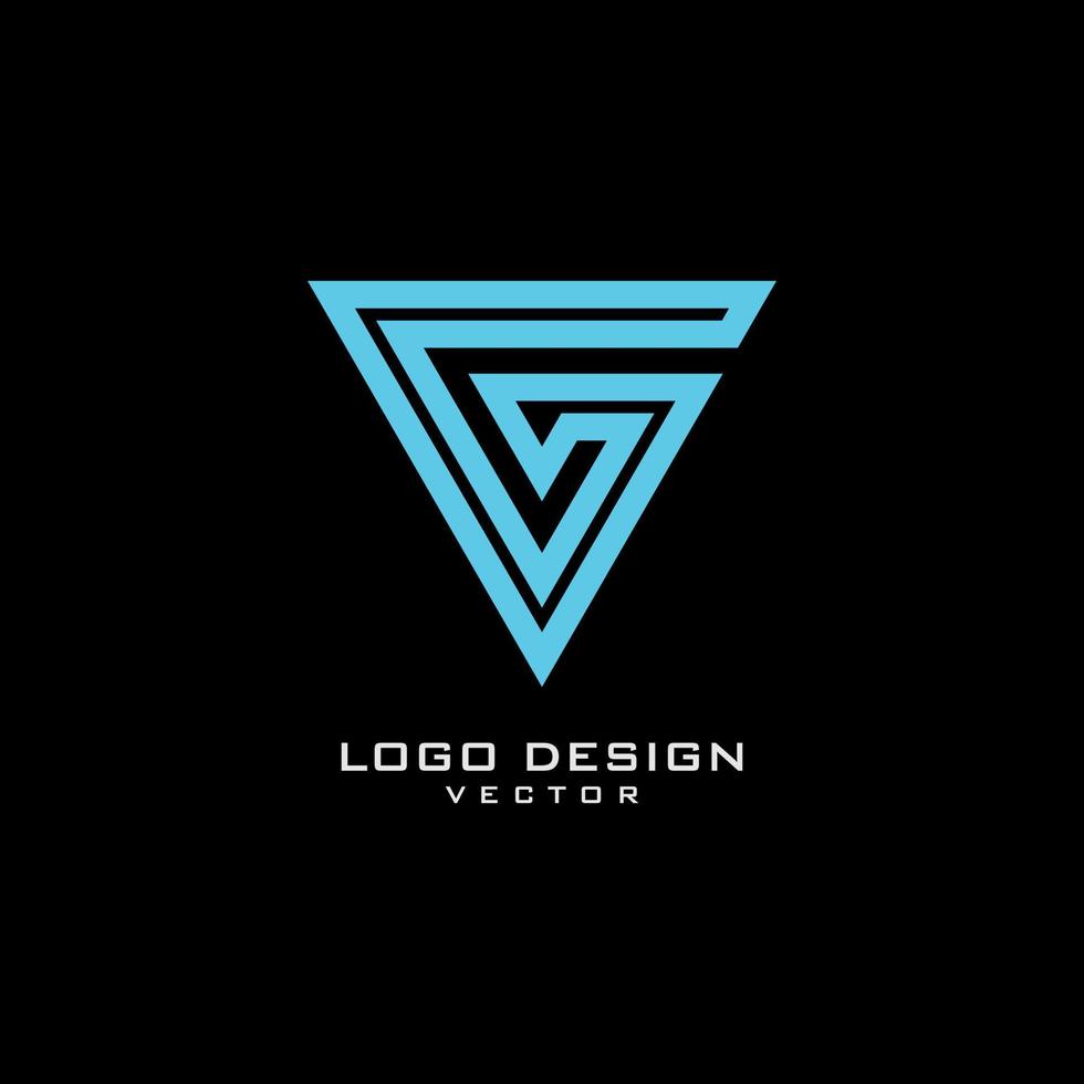 g symbol triangel line art logotypdesign vektor