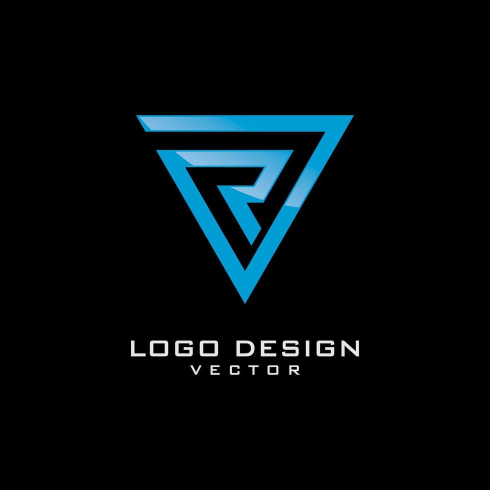 r bokstav i triangel linjekonst logotypdesign vektor