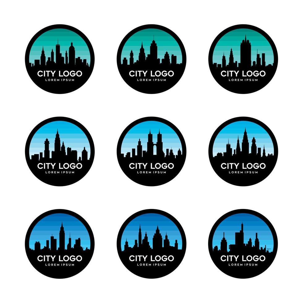 Stadt-Silhouette-Logo-Design-Set vektor