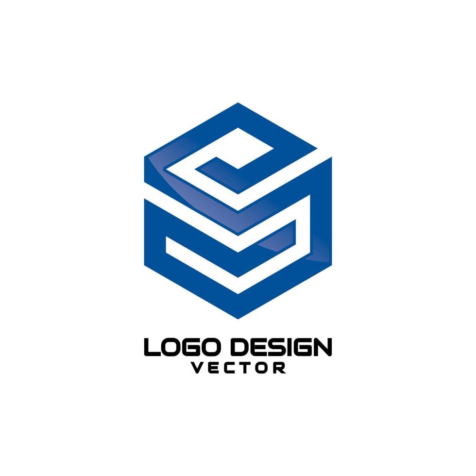 hexagon s letter line art logotypdesign vektor