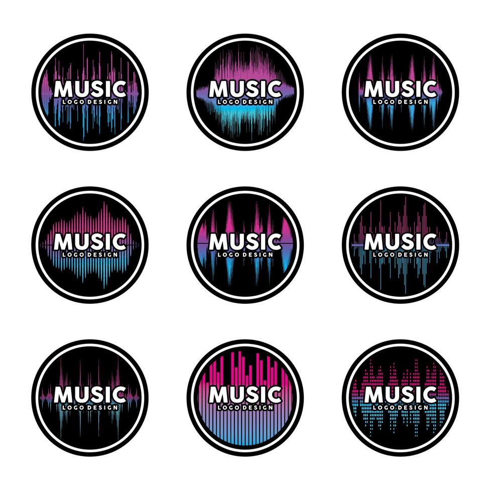 musik logotyp design vektor set
