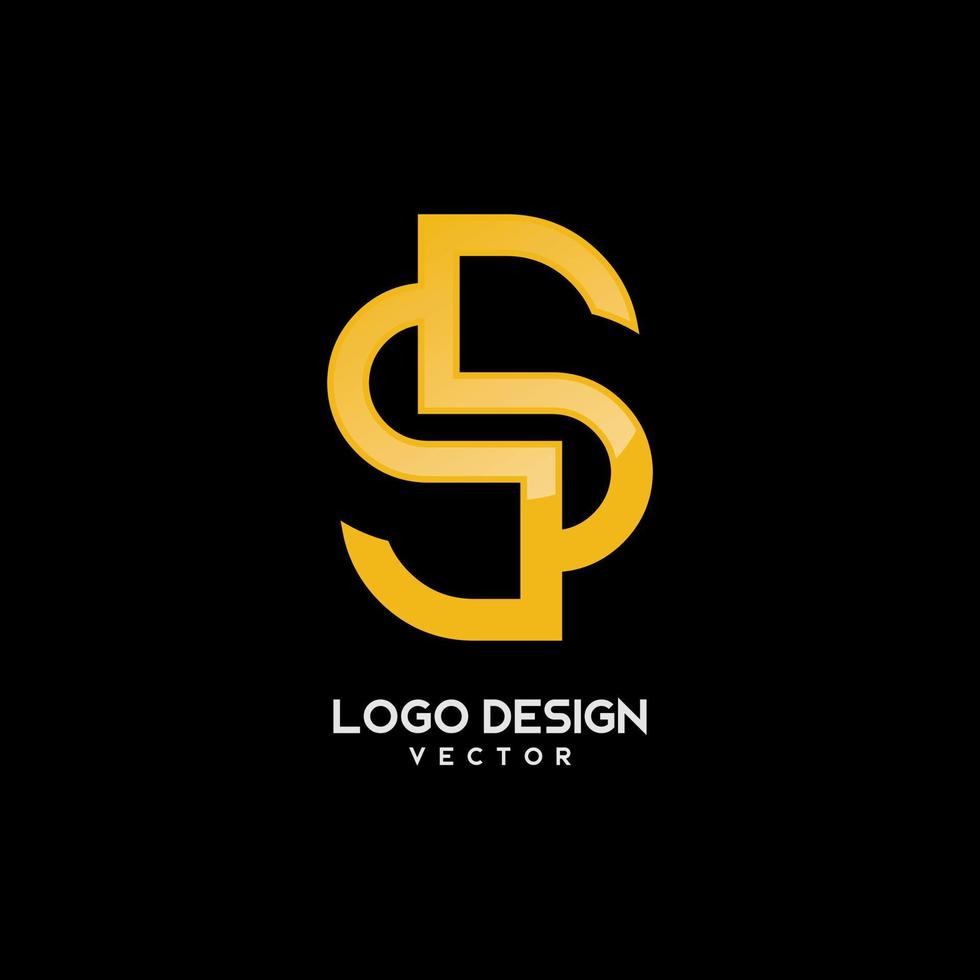 dubbel s bokstav guld monogram logotyp design vektor