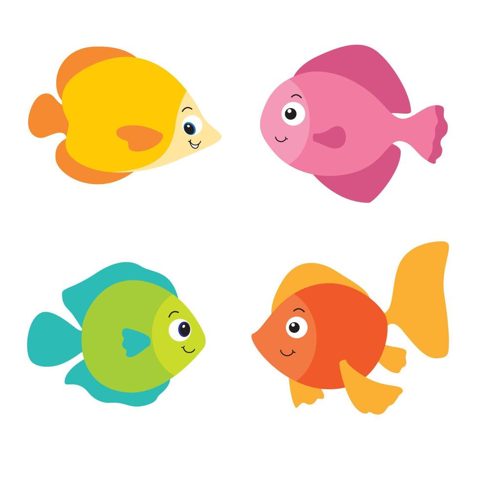 bunte Fische setzen Vektor-Clipart-Design vektor