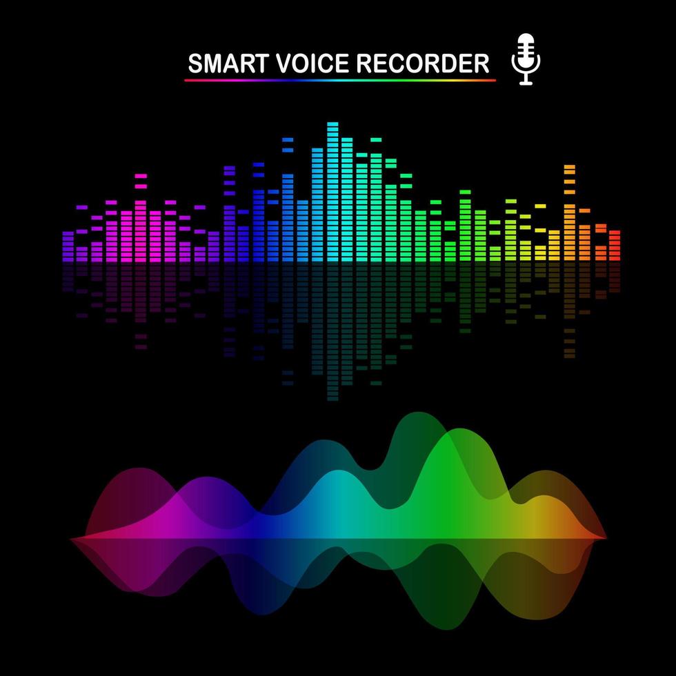 Ton-Audio-Welle vom Equalizer. Musikfrequenz im Farbspektrum. Vektor flaches Design