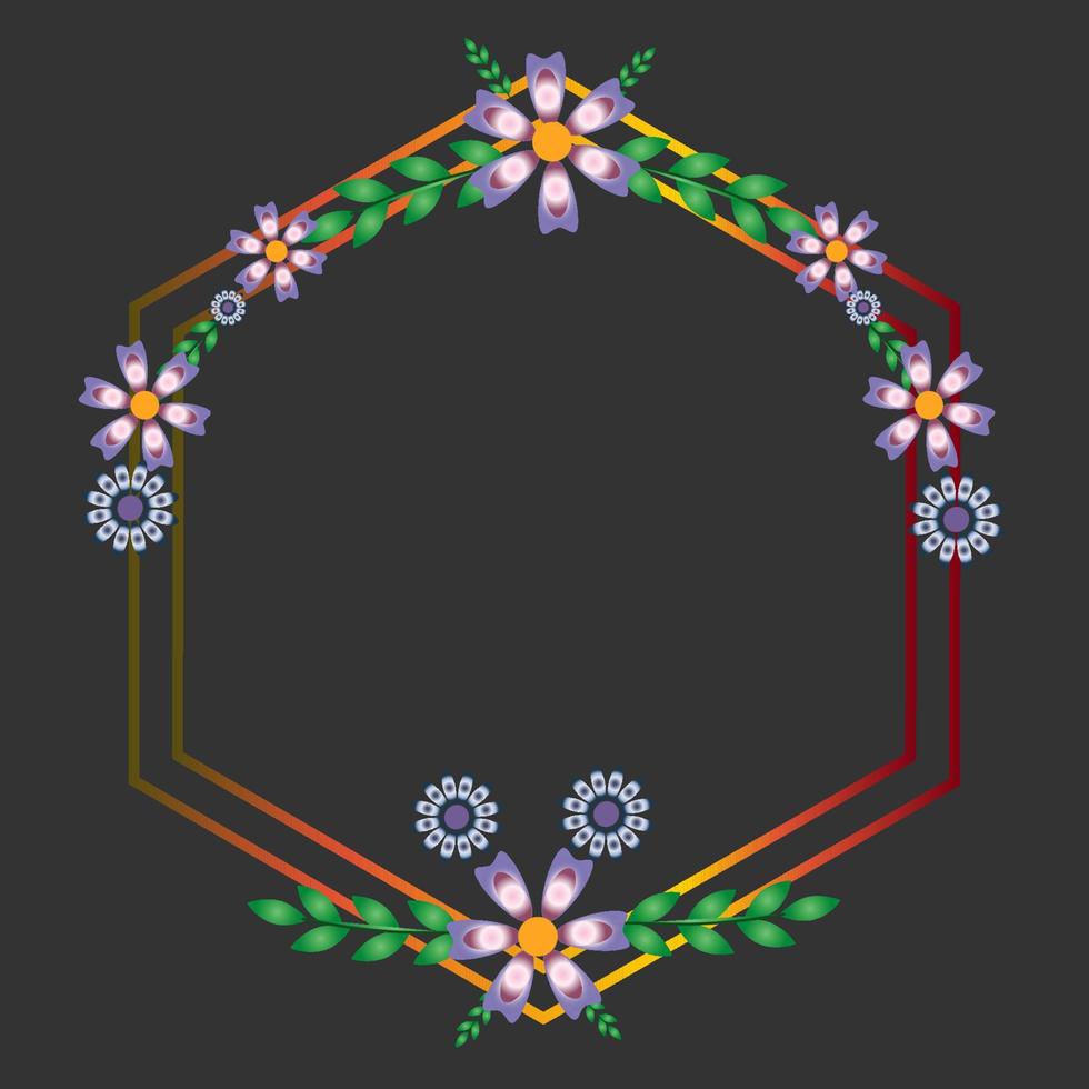 blommor hexagon ram vektor