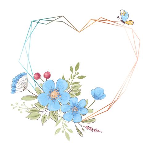 Aquarellschablone für eine Geburtstagshochzeitsfeier mit Blumen und Raum für Text. Handzeichnung. Vektor-illustration vektor