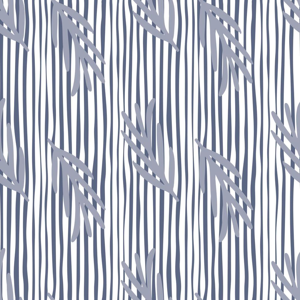 abstrakt botaniska sömlösa mönster med ljuslila doodle rosmarin prydnad. randig bakgrund. vektor